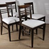 Set of 4 modernist chairs in oak and bouclé fabric, 1940