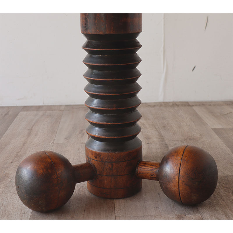 Brutalist tripod coffee table in oak 1940