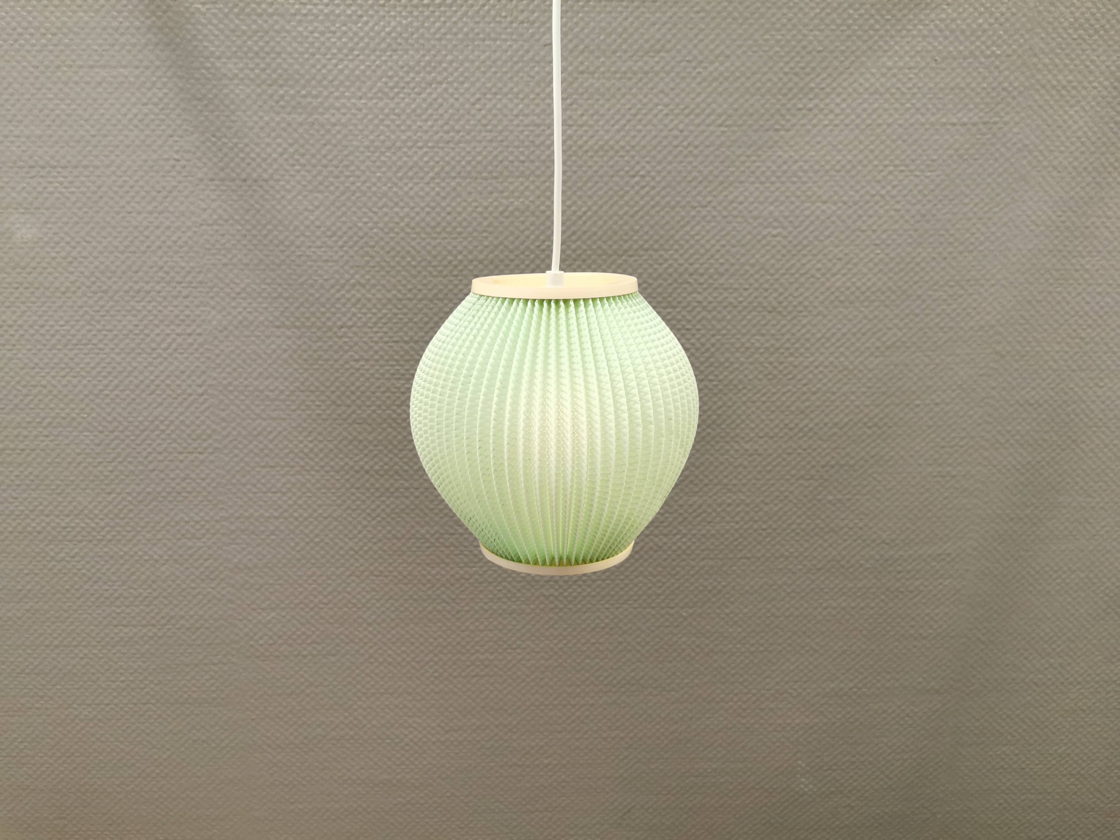Danish pleated hanging lamp, Pearl Shade, produced by Hoyrup Light and designed by Lars E Schiøler