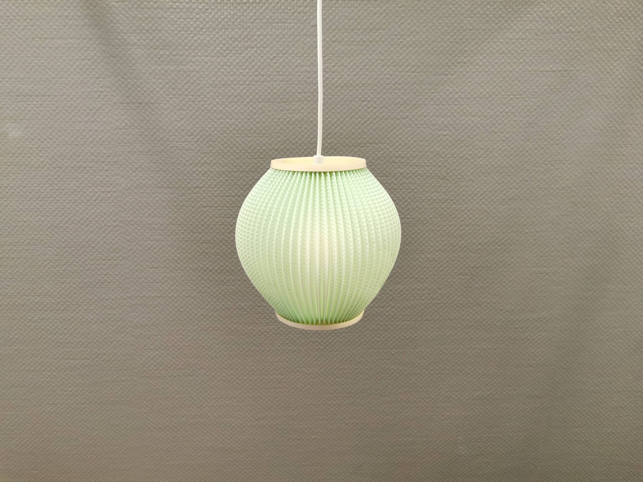 Danish pleated hanging lamp, Pearl Shade, produced by Hoyrup Light and designed by Lars E Schiøler