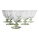 Ensemble de 6 verres à cocktail en verre de Murano vert vintage : verres à tige à bulles, années 1970, style italien du milieu du siècle.