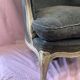 Green velvet shepherdess armchair