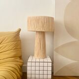 Minimalist raffia bedside table lamp