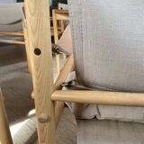 Arne Norell - Sirocco chair in white/grey linen with frame frame from beech wood