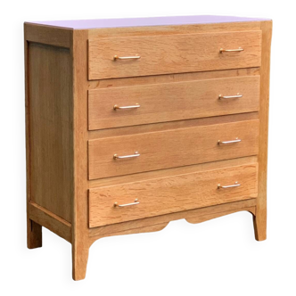 Vintage solid raw oak chest of drawers 1950