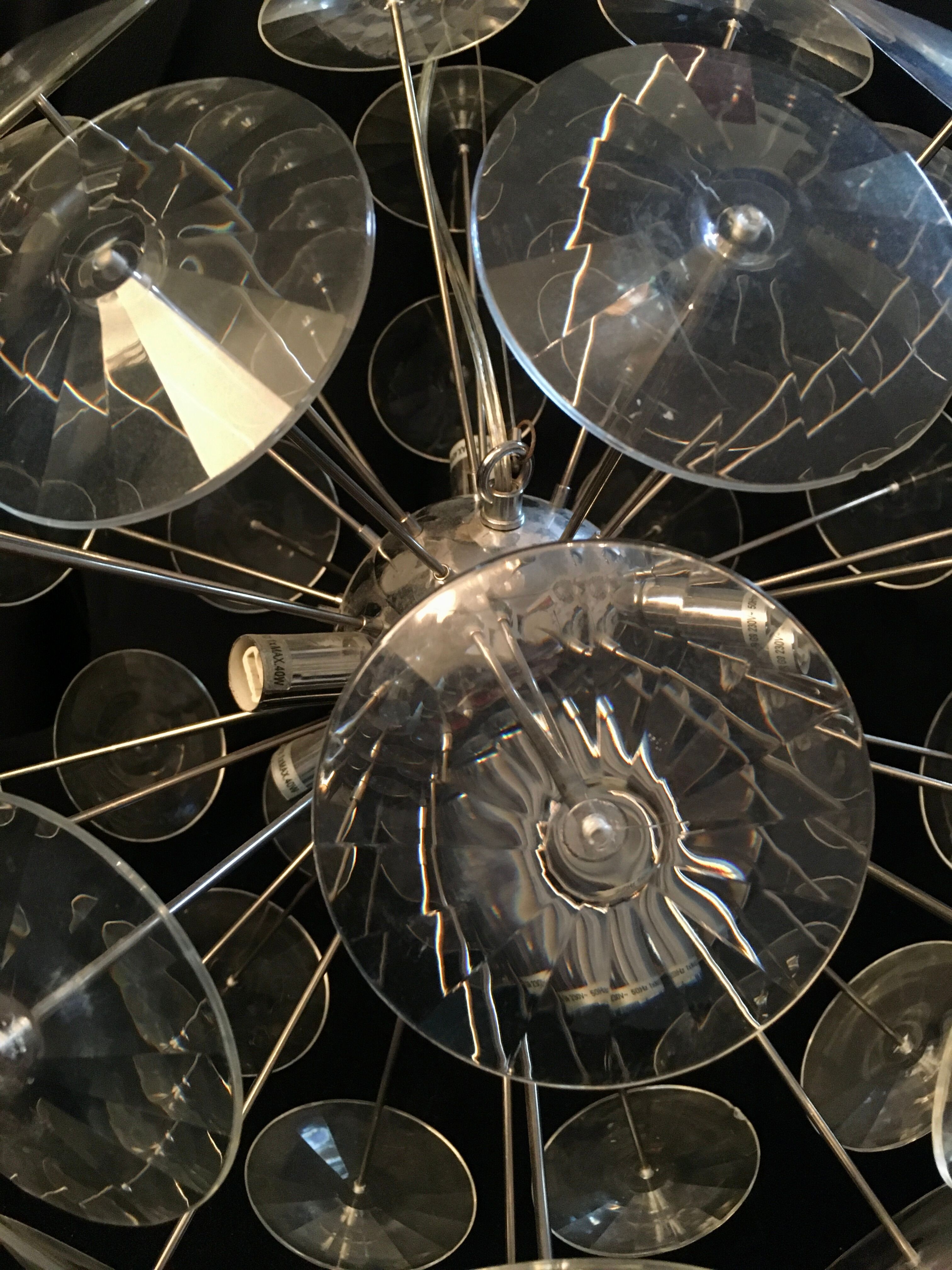 Sputnik chandelier design in chrome