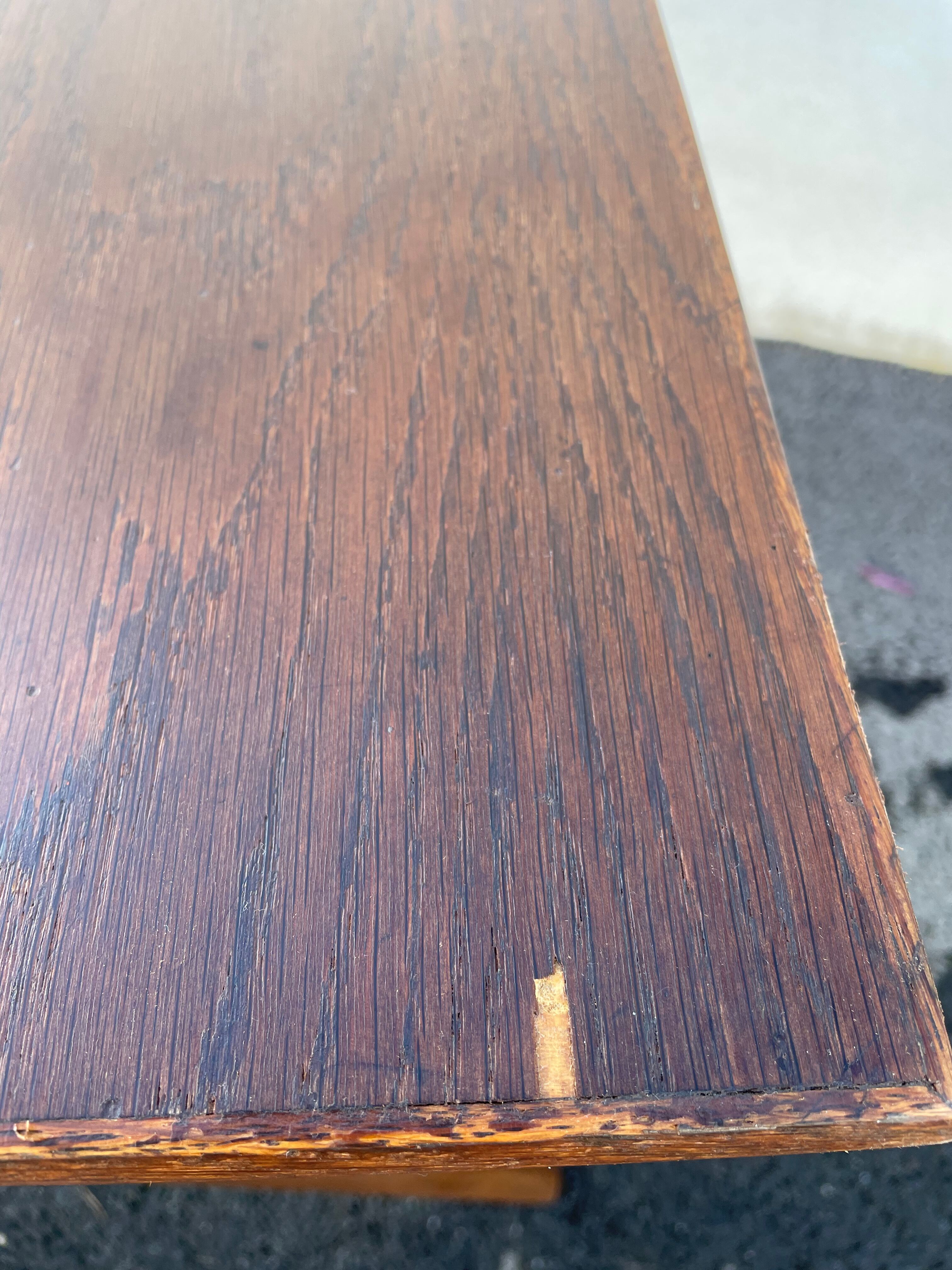 Modernist wooden desk with compass feet 1950