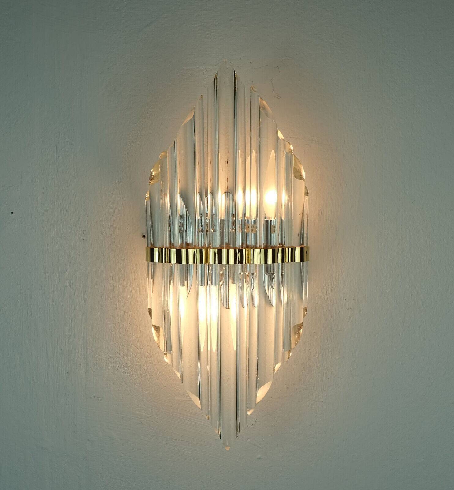 Mid century wall sconce glass rods and metal hollywood regency style