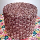 Vintage stool pouf in braided rope