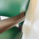 Danish Rosewood Green Leather Fully Restored Armchair, 1960´s