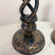 Pair of ancient Kashmiri candlesticks in midnight blue and gold – lamp bases