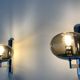 Pair of chrome metal sconces and smoked glass from Sciolari, 1970