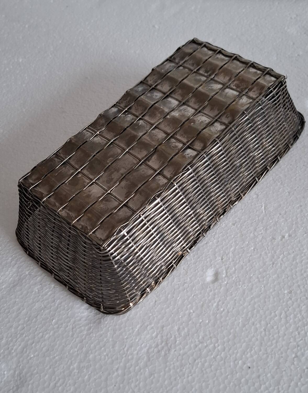 Silver metal basket and bottle holder