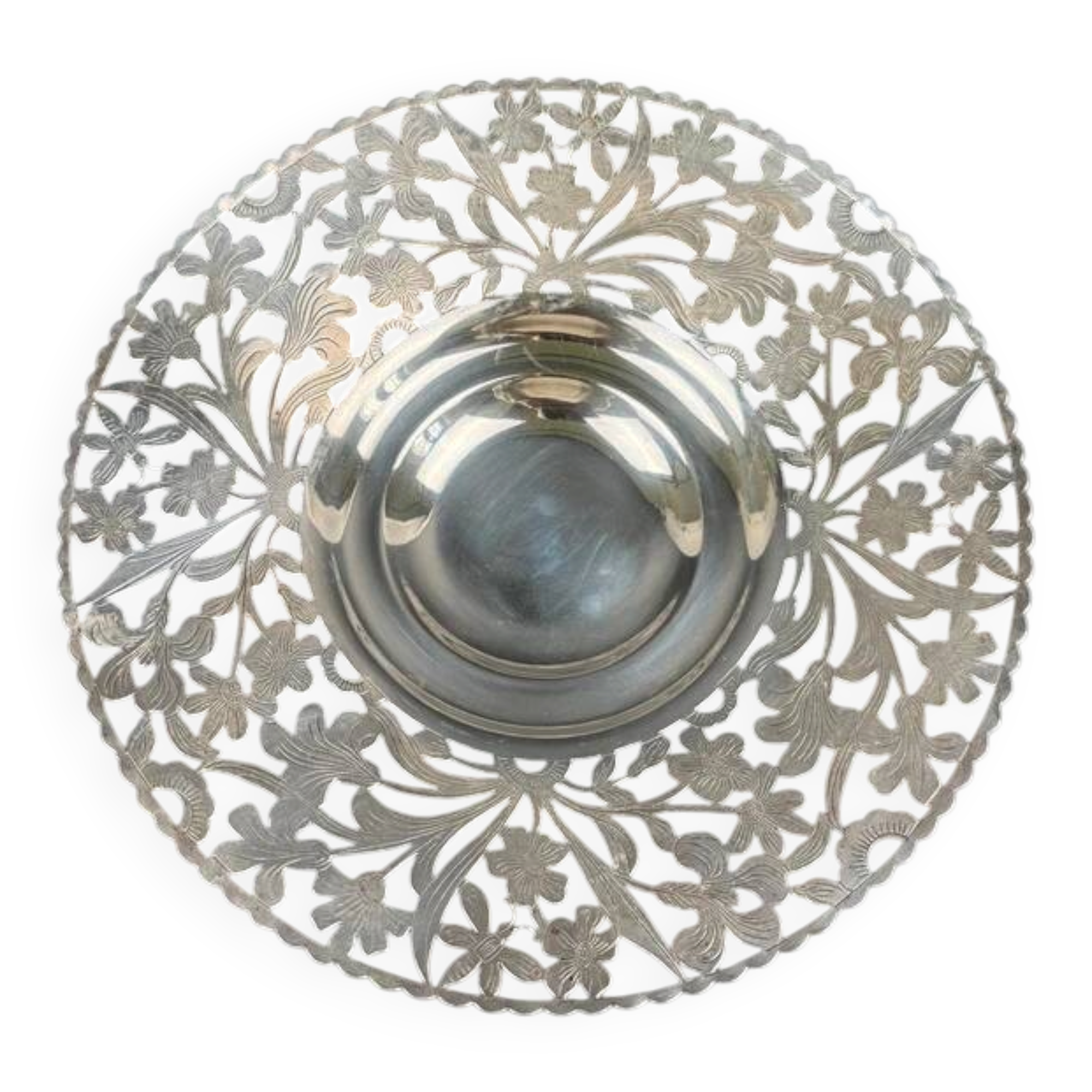 Compote dish, silver-plated fruit bowl in Art Nouveau style