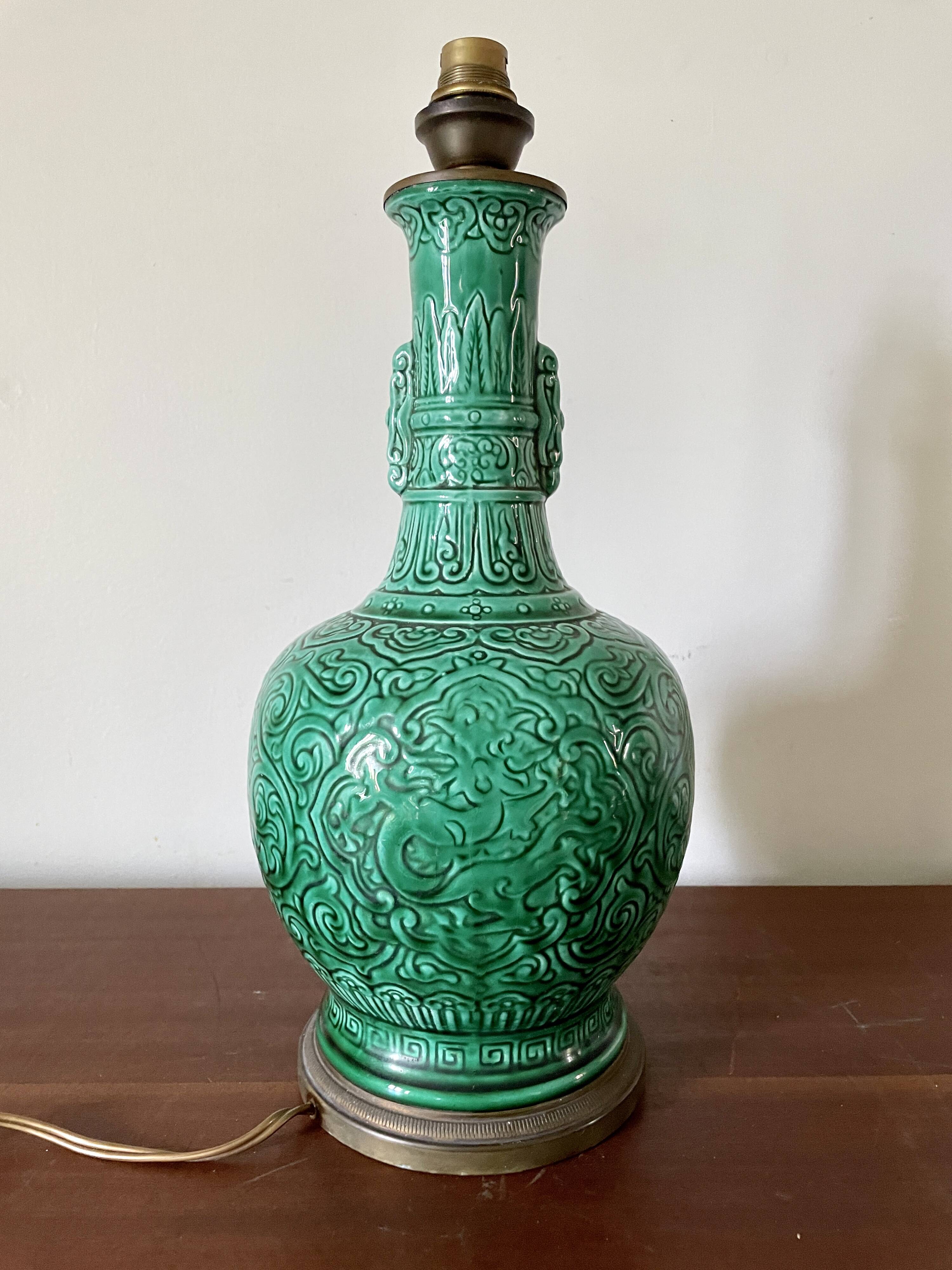 Mint green glazed ceramic lamp base