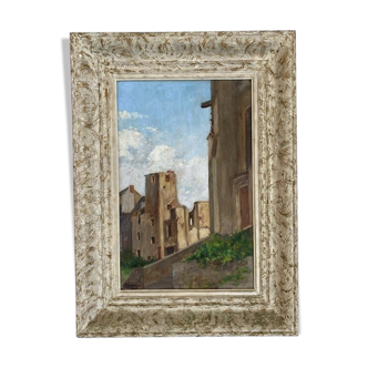 Old painting, landscape signed Lemoine, dated 1951