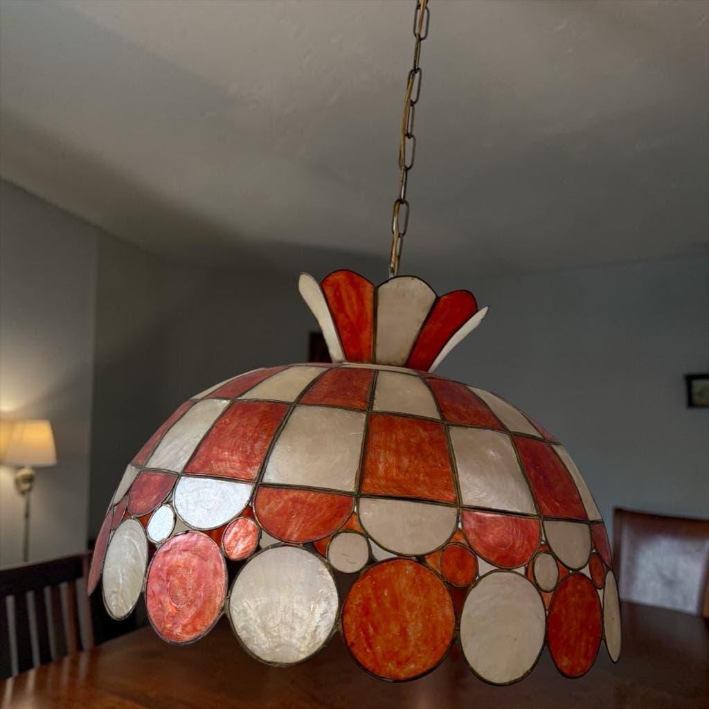 Suspension orange vintage en coquillage capiz, nacre