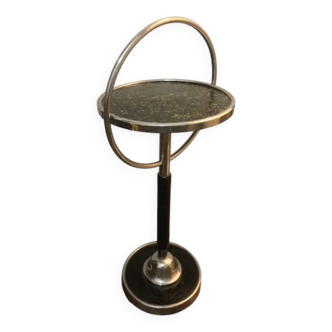 Pedestal table with handle in chrome metal and black wood - Czechoslovak work, 1950: