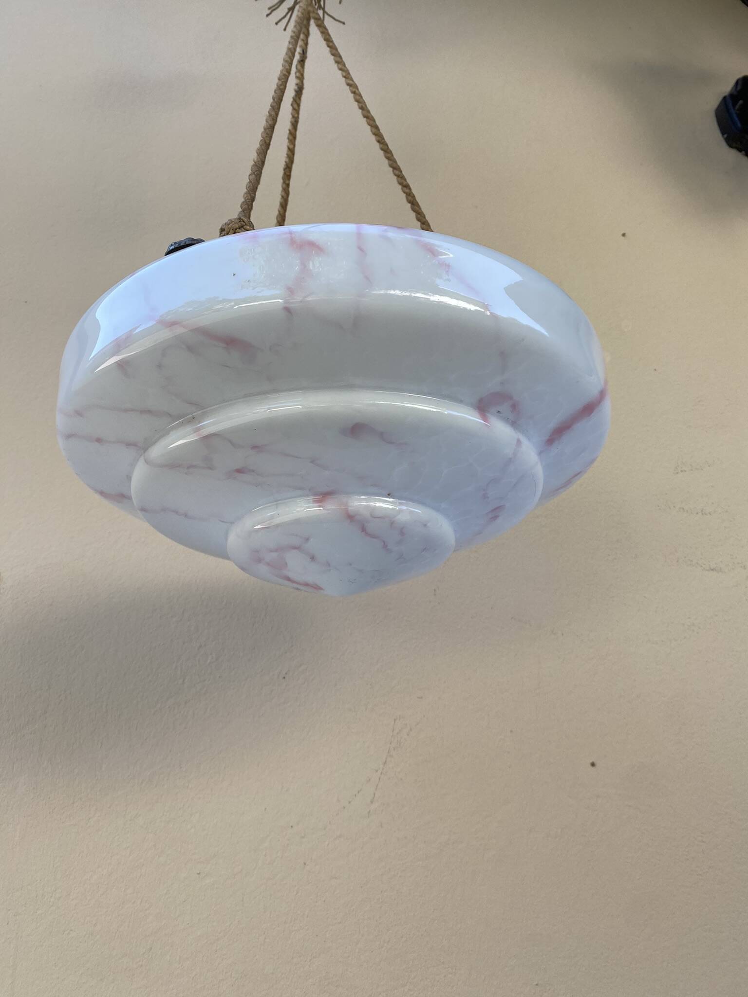 Vintage white and pink opaline chandelier