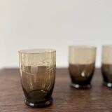 set of 4 art deco glasses, brown chiseled glass