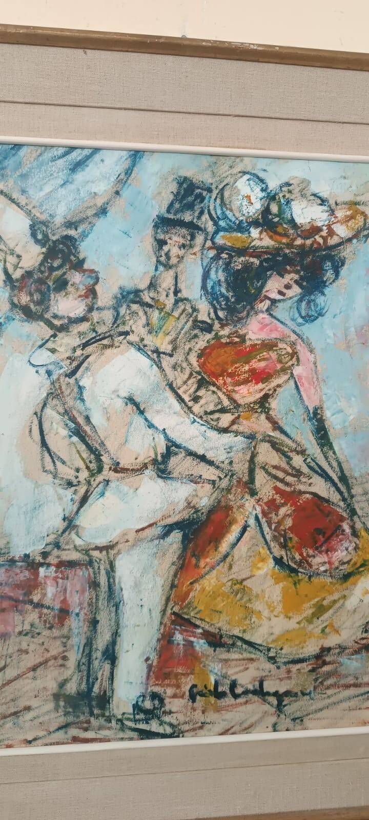 Mixed media on paper, masked figures GUIDO CODOGNONE (1901-1968)