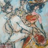 Mixed media on paper, masked figures GUIDO CODOGNONE (1901-1968)