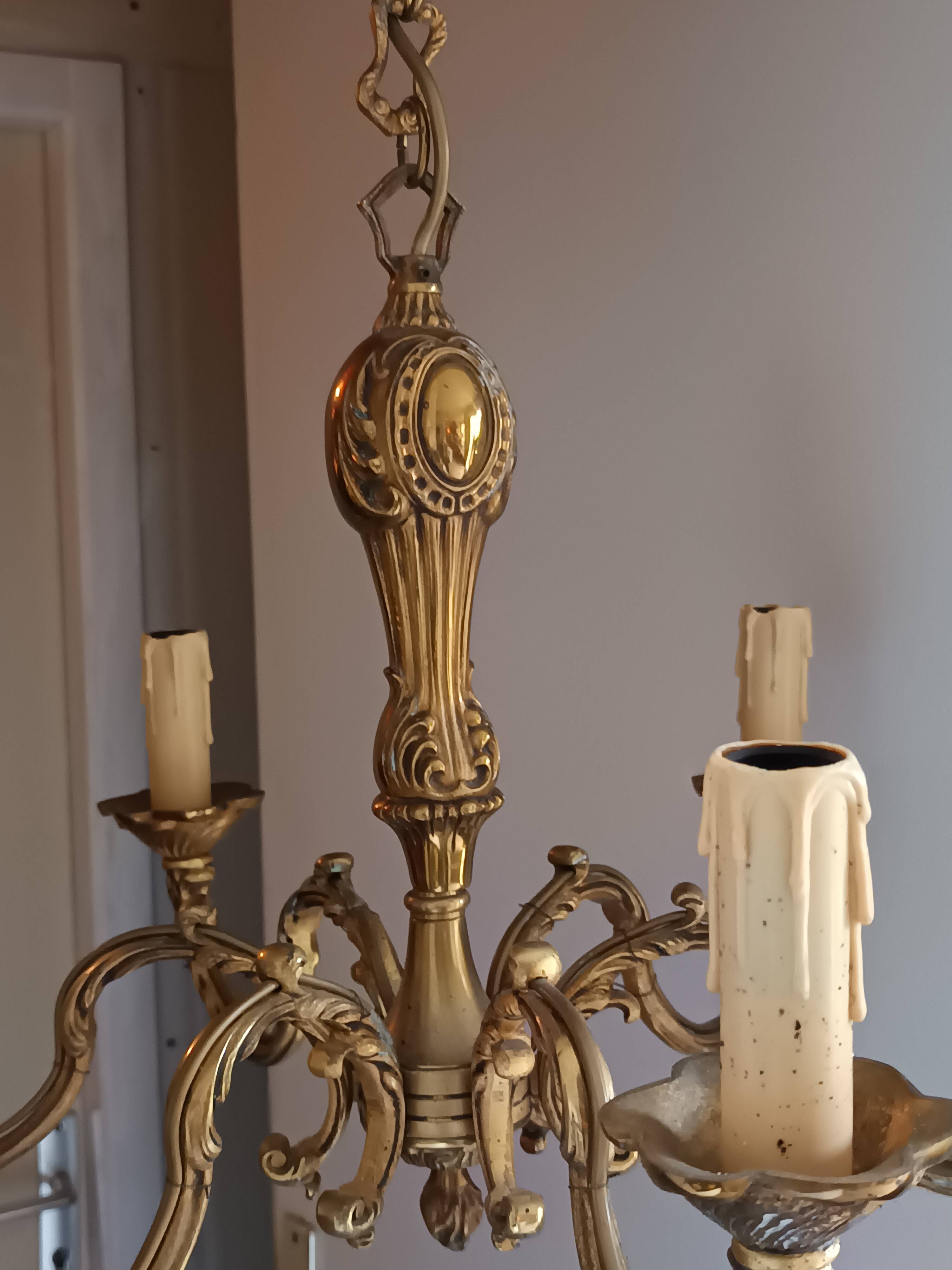 Lustre Louis XV en bronze doré – 6 feux – électricité refaite