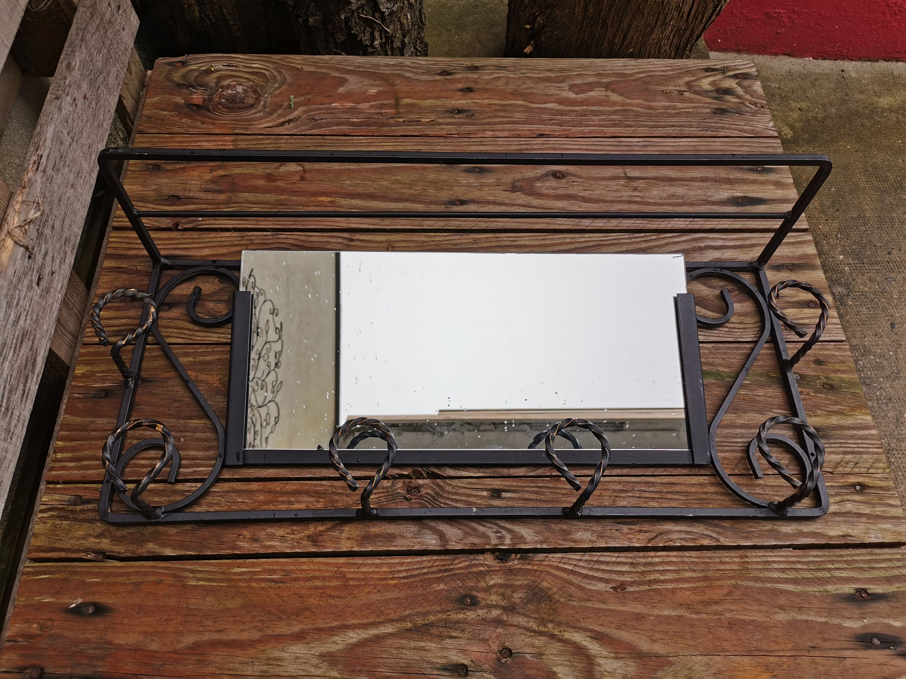 Vintage wrought iron coat rack