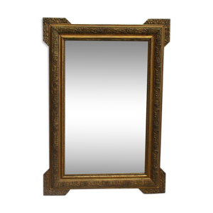 Miroir encadrement bois et stuc