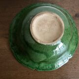 1960s Biot glazed earthenware salad bowl with XL green scalloped edges