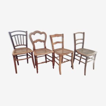 Lot de 4 chaises en cannage