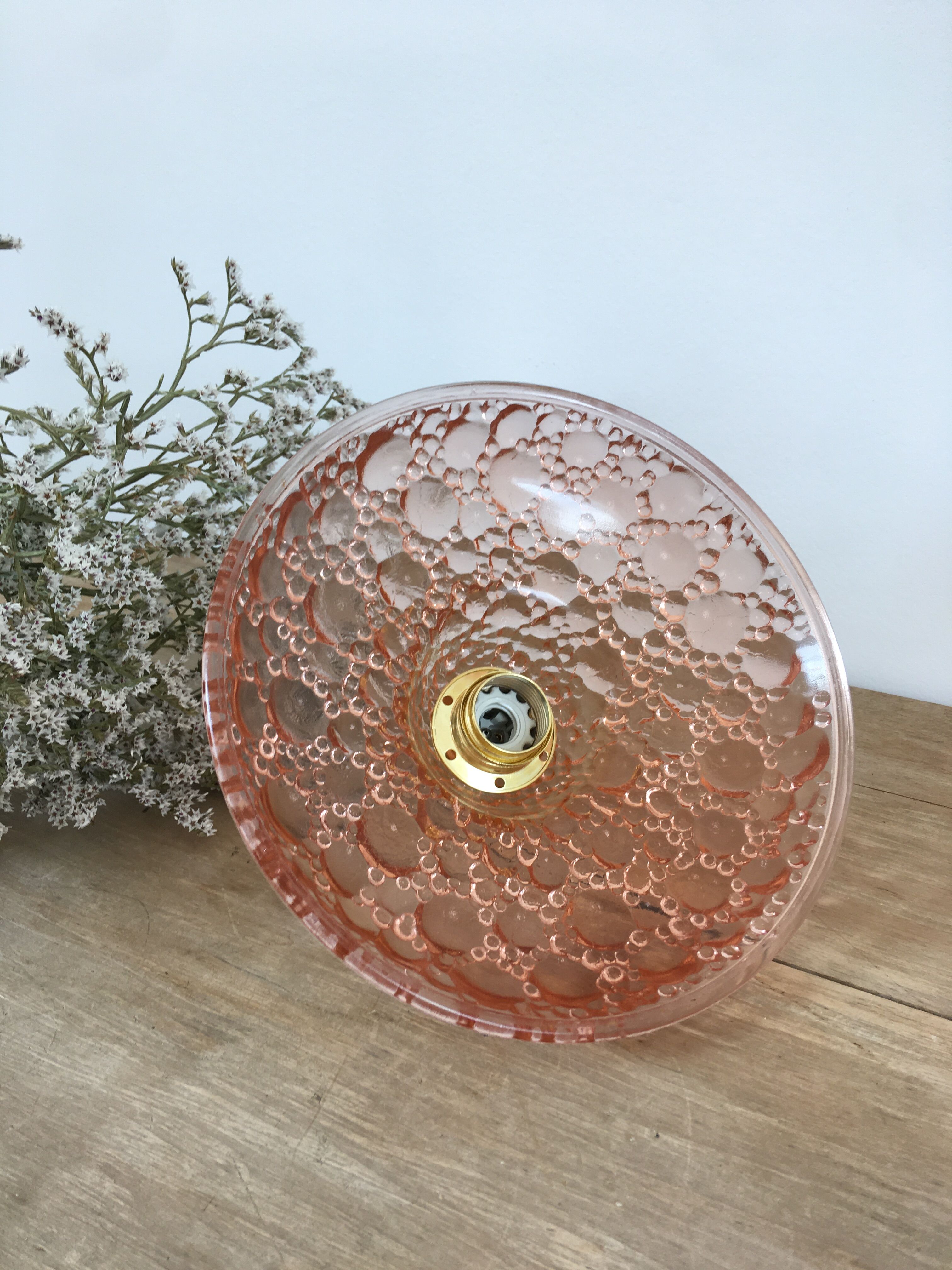 Bubble pink glass walking lamp