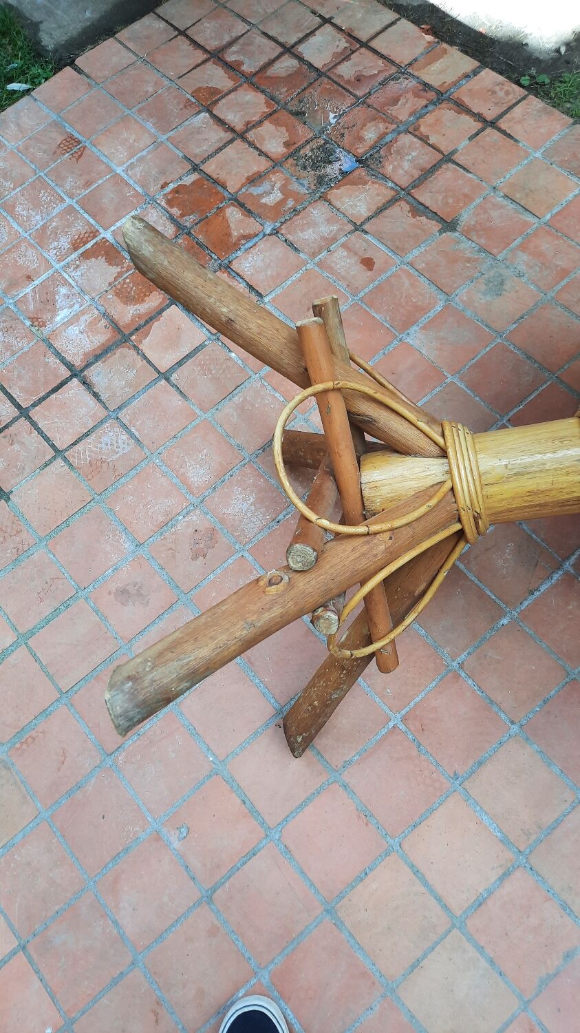 Vintage rattan round table