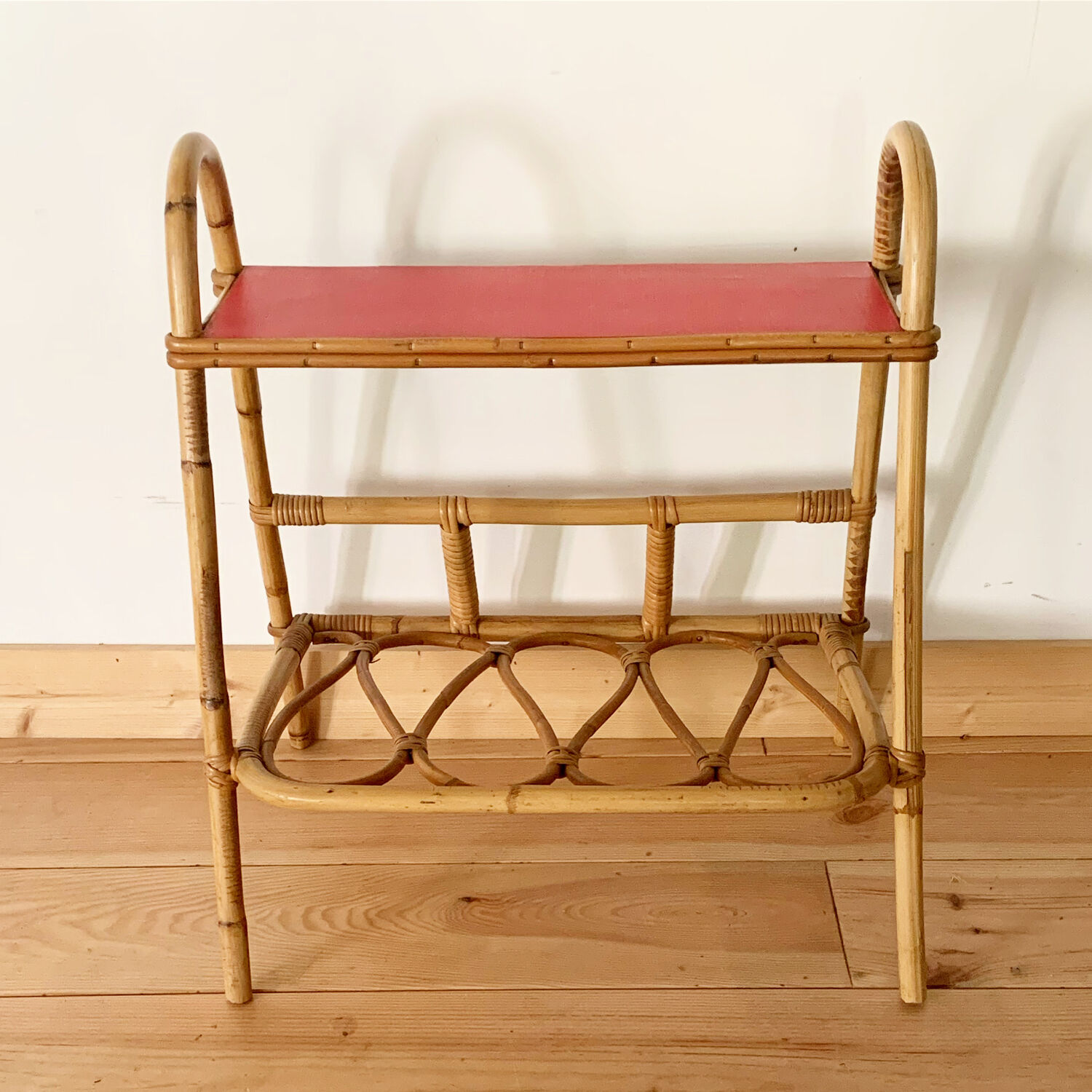Vintage rattan end table