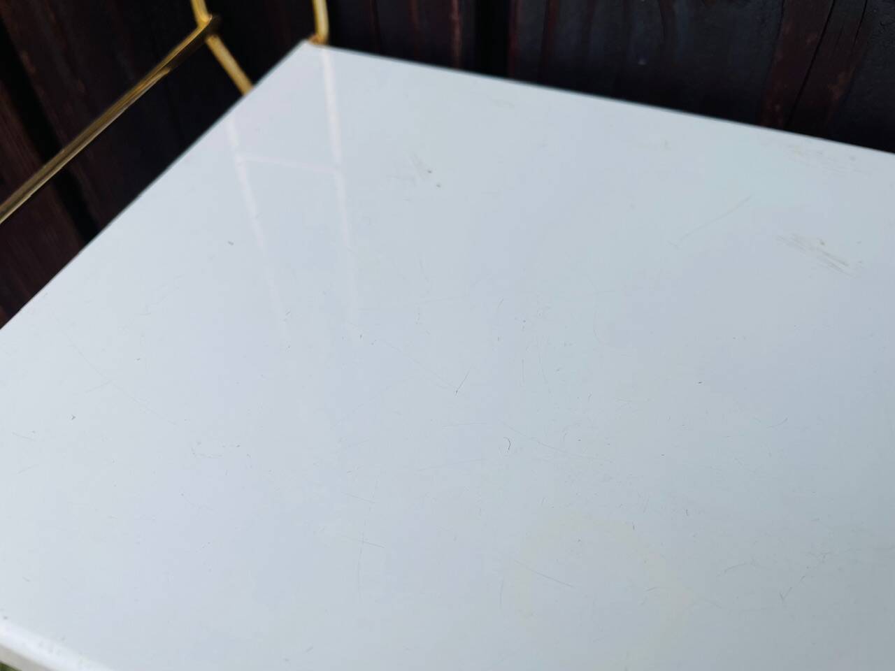 Vintage modular wall shelf, metal and brass, circa 1960s