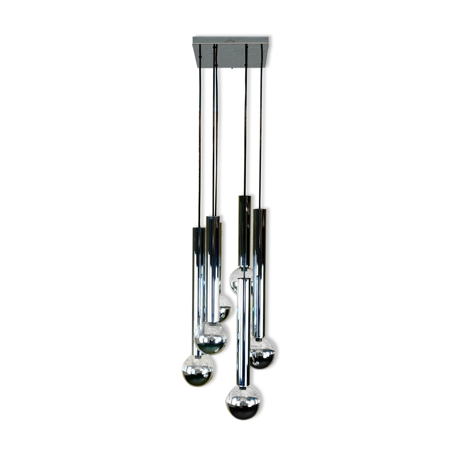 60s 70s lamp cascade lamp by Motoko Ishii for Staff Chrom 6-flame