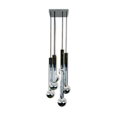 Lampe cascade 60s années 70 par Motoko Ishii pour Staff Chrom 6-flame
