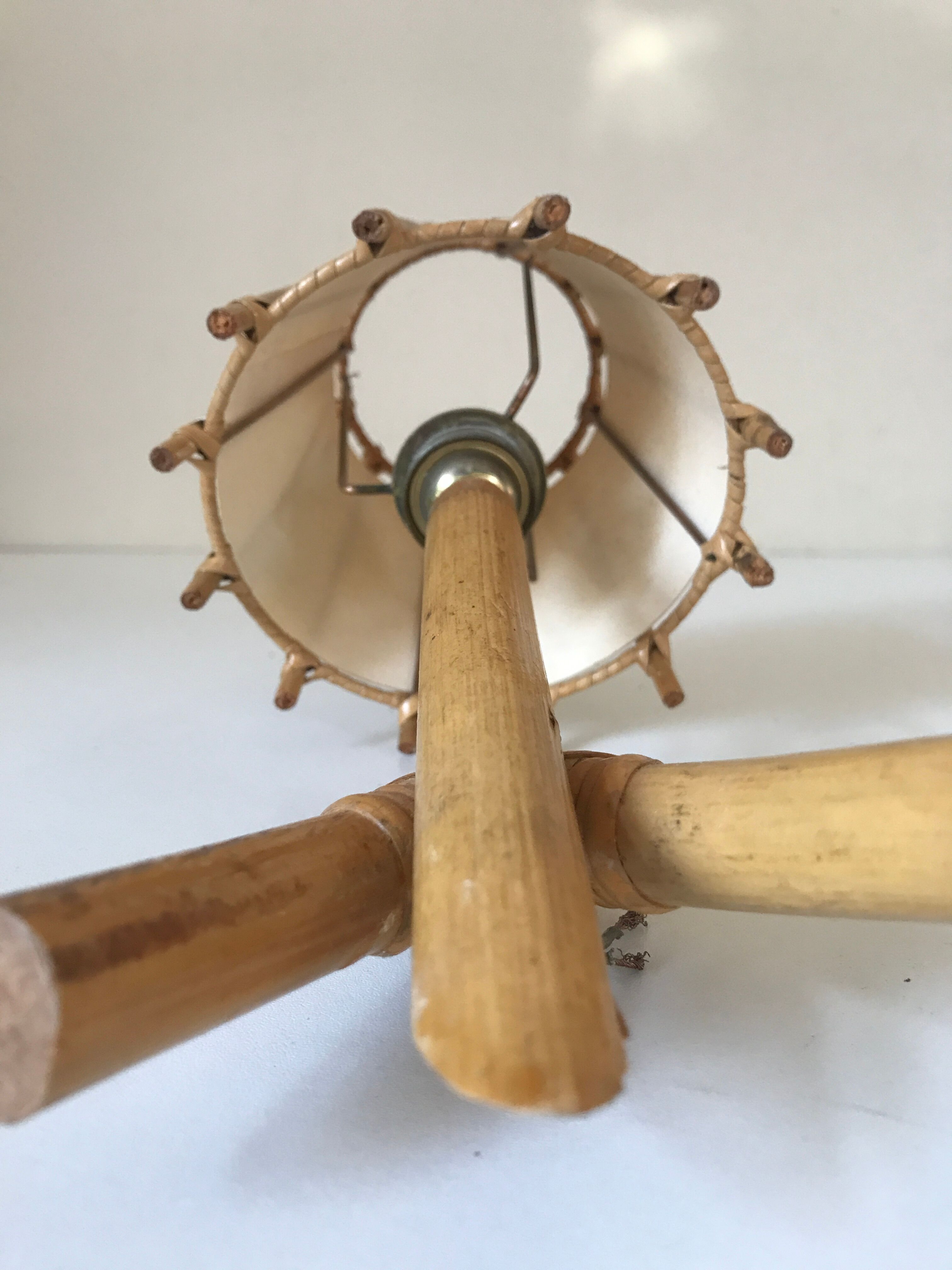 Vintage rattan wall lamp design 60 years