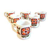 Série de 6 mugs design Mobil années 70