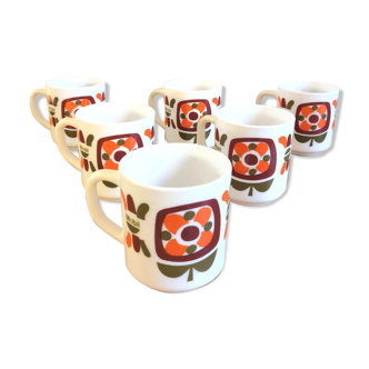 Série de 6 mugs design Mobil années 70