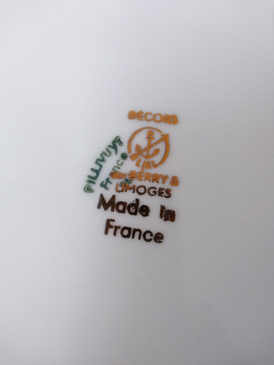 Limoges porcelain cheese service with drawing of regional cheeses and coats of arms 1 tray and 6 plates