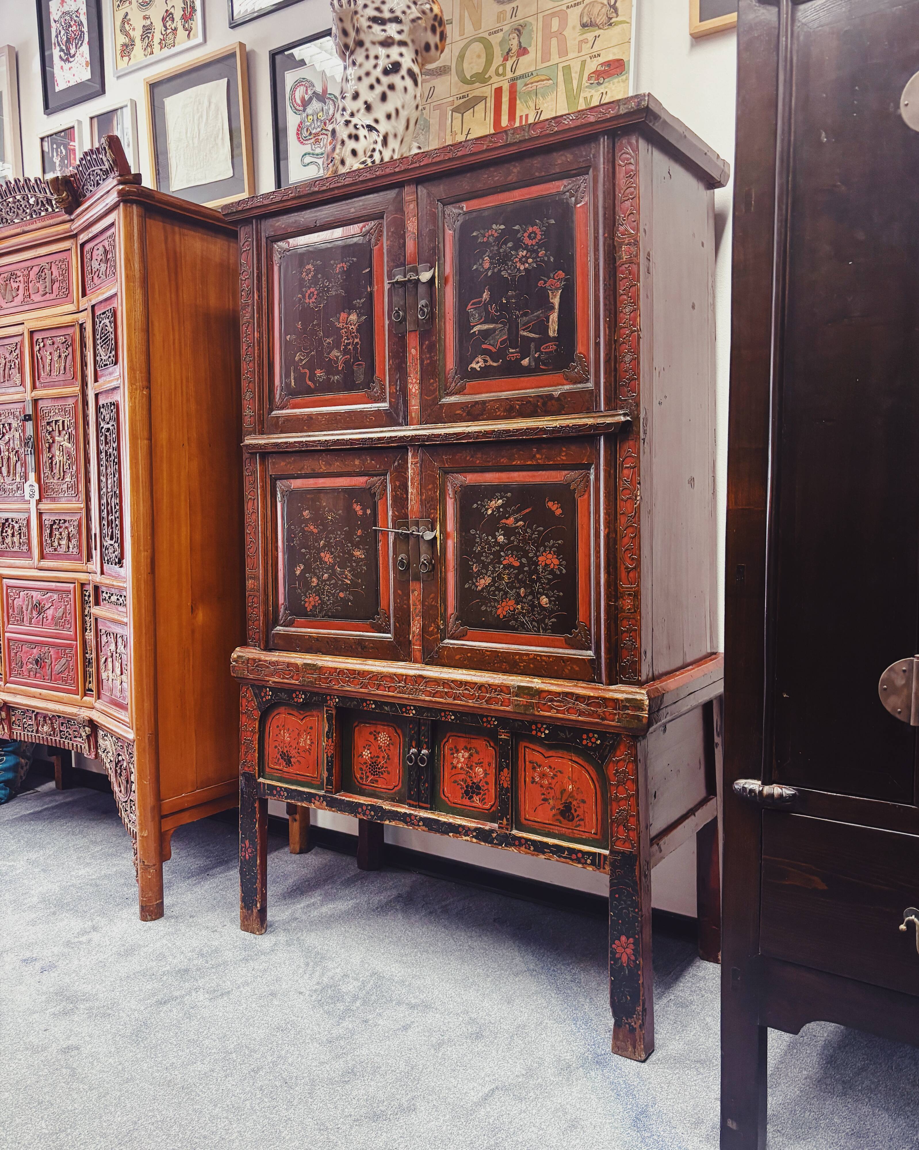 Vintage Chinese Hand-Painted Cabinet