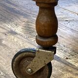 Wooden service turned on old wheels with bottle holder