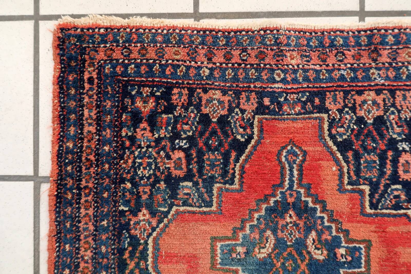 Tapis persan Senneh antique des années 1920 57 cm x 96 cm - 1C1248