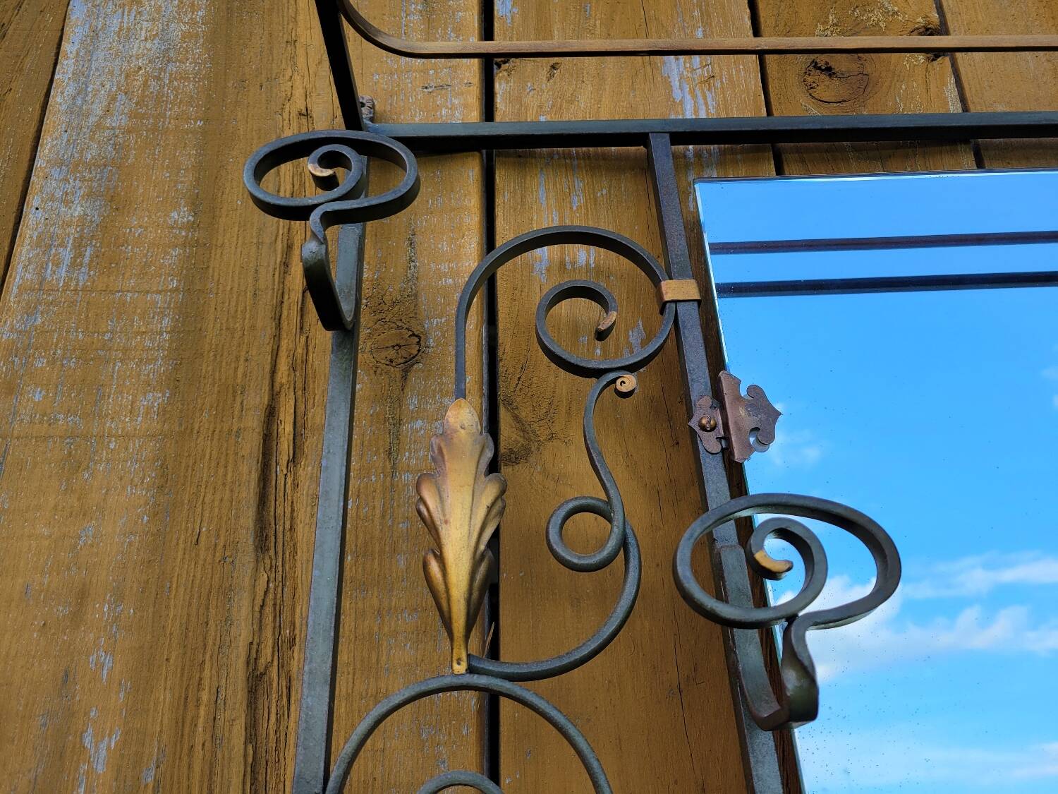 Art Deco 1930s wrought iron coat rack and hat stand
