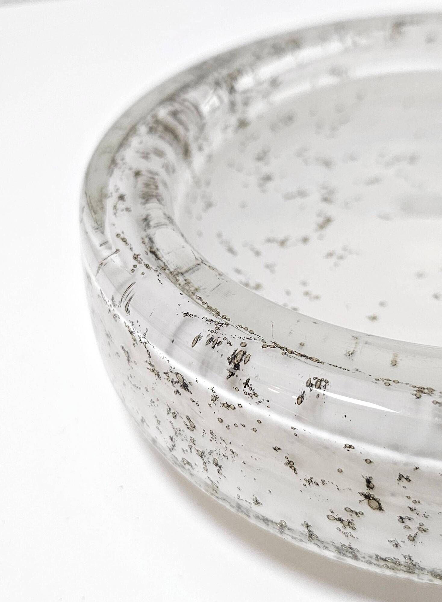 Murano glass ashtray with bubbles, Mid Century Modern style, 1960s.