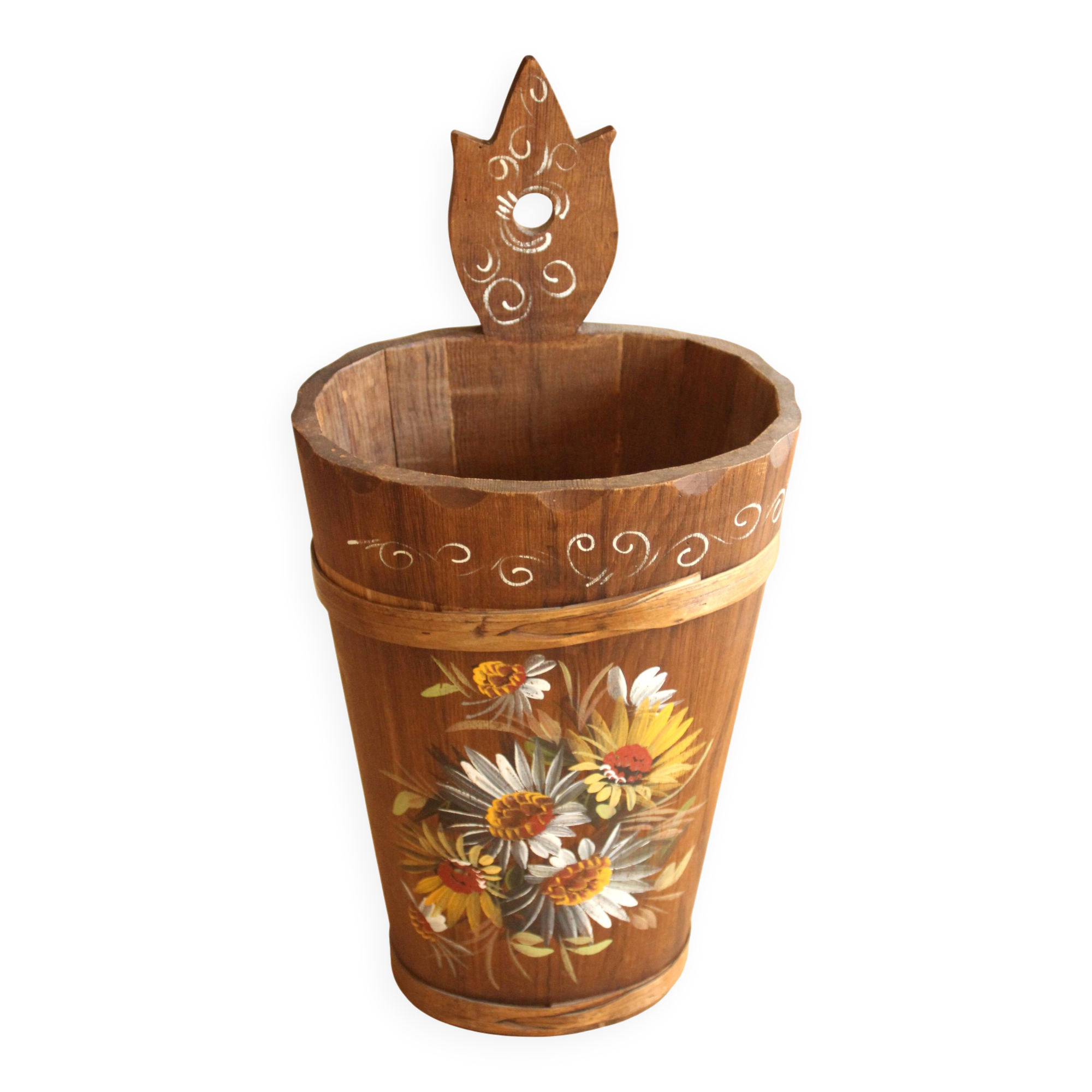 Handmade handpainted wooden umbrella stand - Vintage