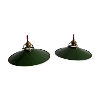 Lot 2 suspensions industrielles emaillees  25 cm