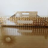 Plateau 'CHRISTIAN DIOR' plexiglass, canework and brass, 1970, lucite