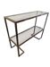 1970s console, minimalist design, burnished brass and glass, Mid-Century style.